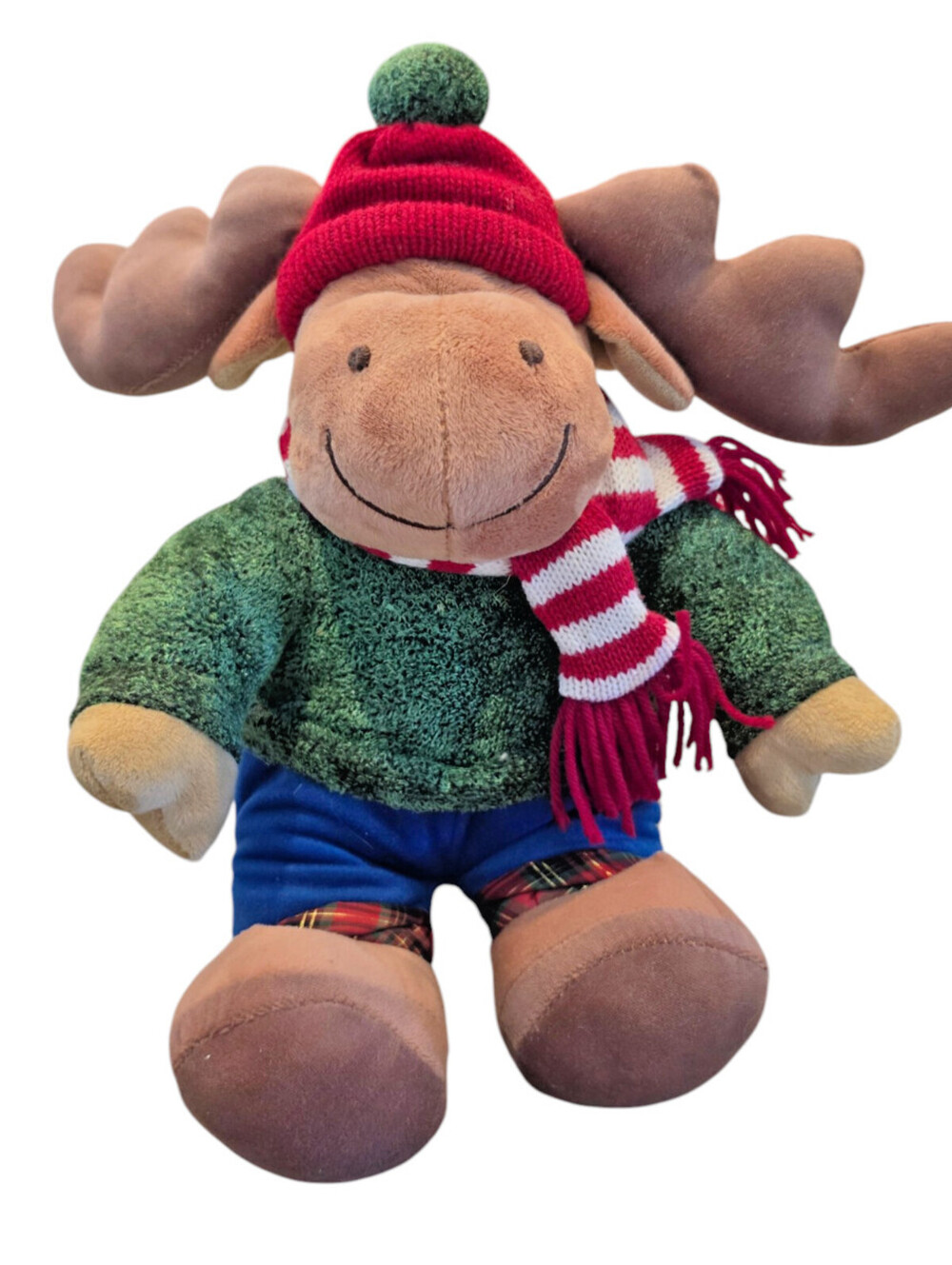 Vintage 1990s Commonwealth Toys Plush Moose Christmas Holiday Stuffed Animal